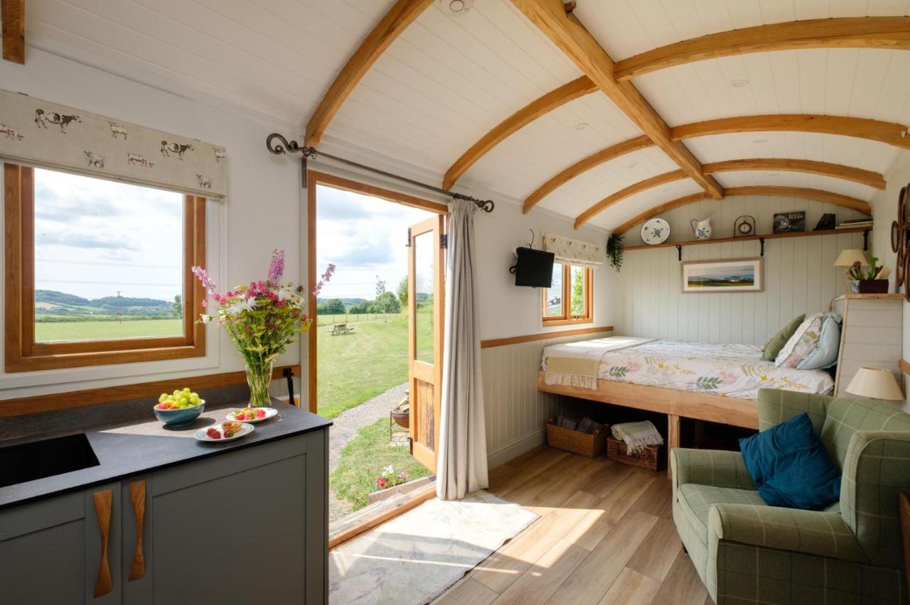 B&B Bradpole - The Acorn - Luxury Shepherds Hut hot tub panoramic views - Bed and Breakfast Bradpole