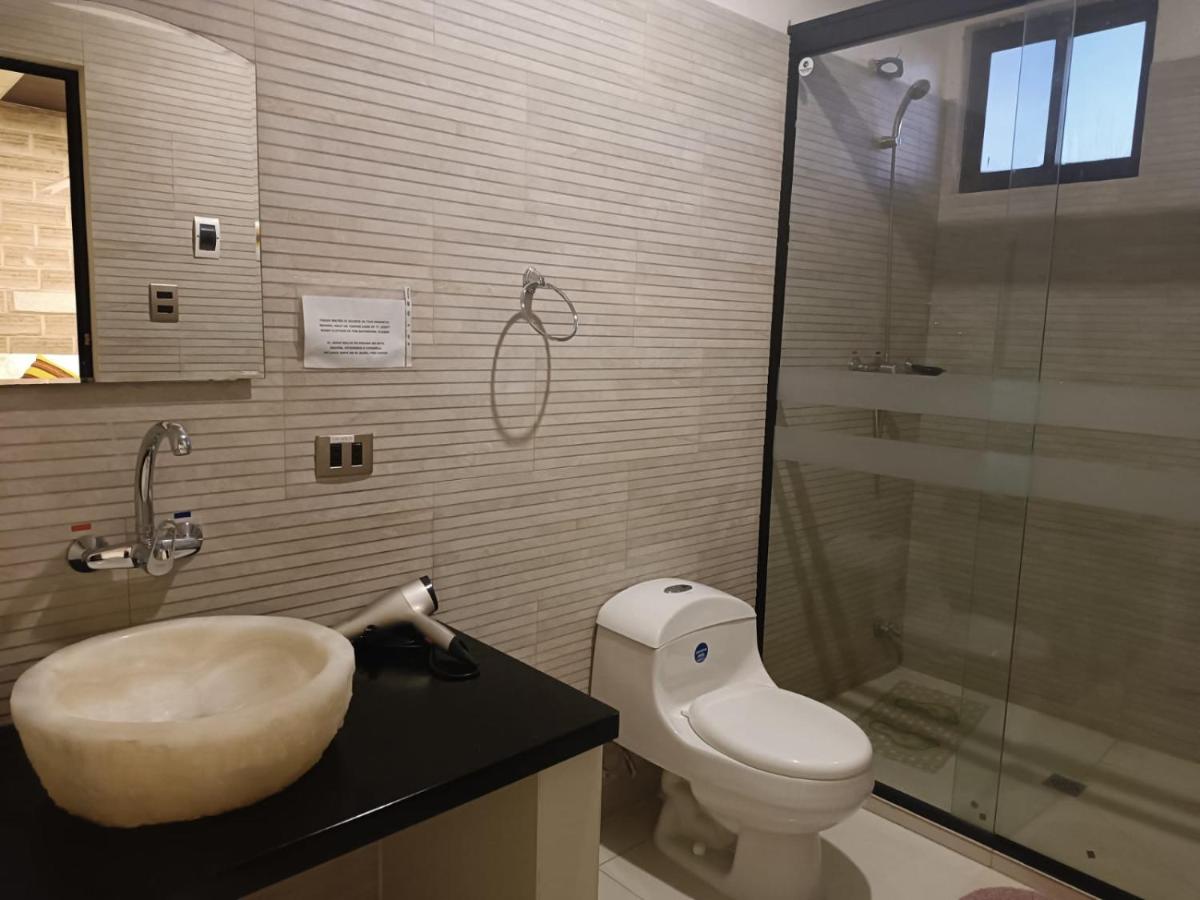 Habitación con 2 camas individuales, baño privado y vistas a la ciudad