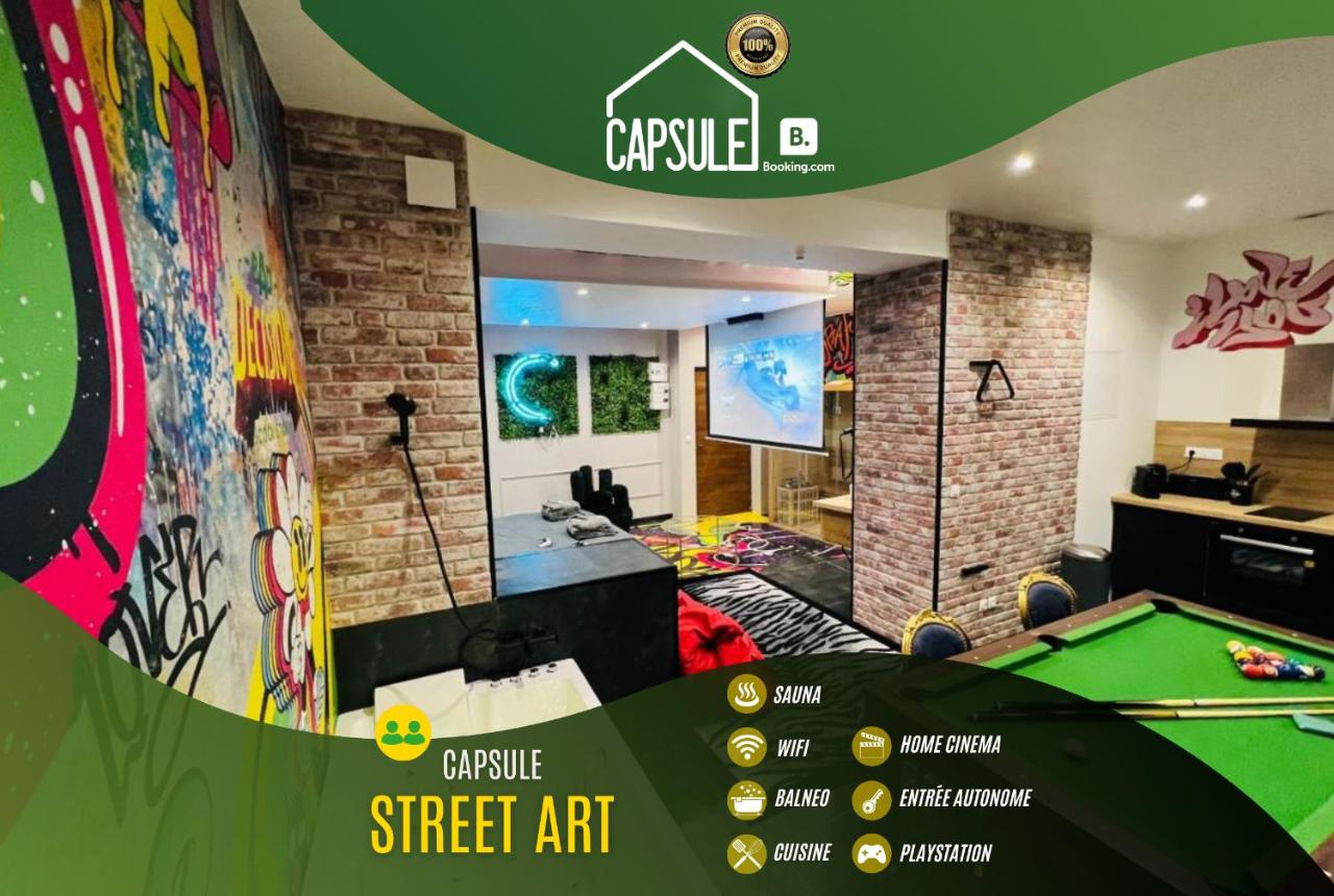 B&B Douai - Capsule Street Art - Sauna- Jacuzzi - Playstation 5 - Billard - Netflix - Home cinéma - Terrasse - Bed and Breakfast Douai