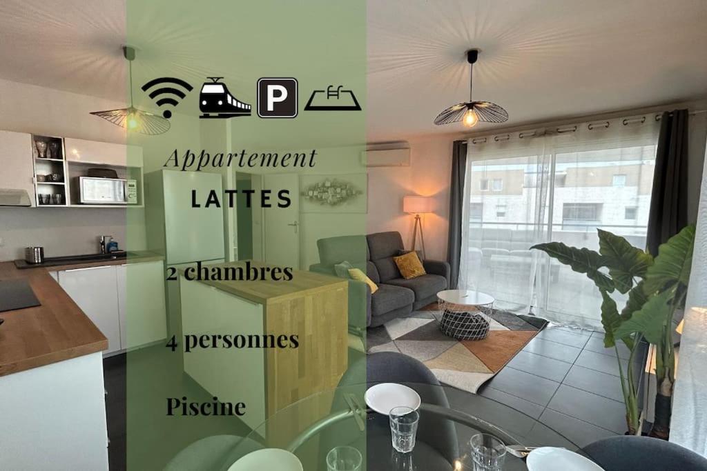 B&B Lattes - 040- La Movida - Gare Sud de France * 2chambres, Piscine, Clim, 2Parking - Bed and Breakfast Lattes