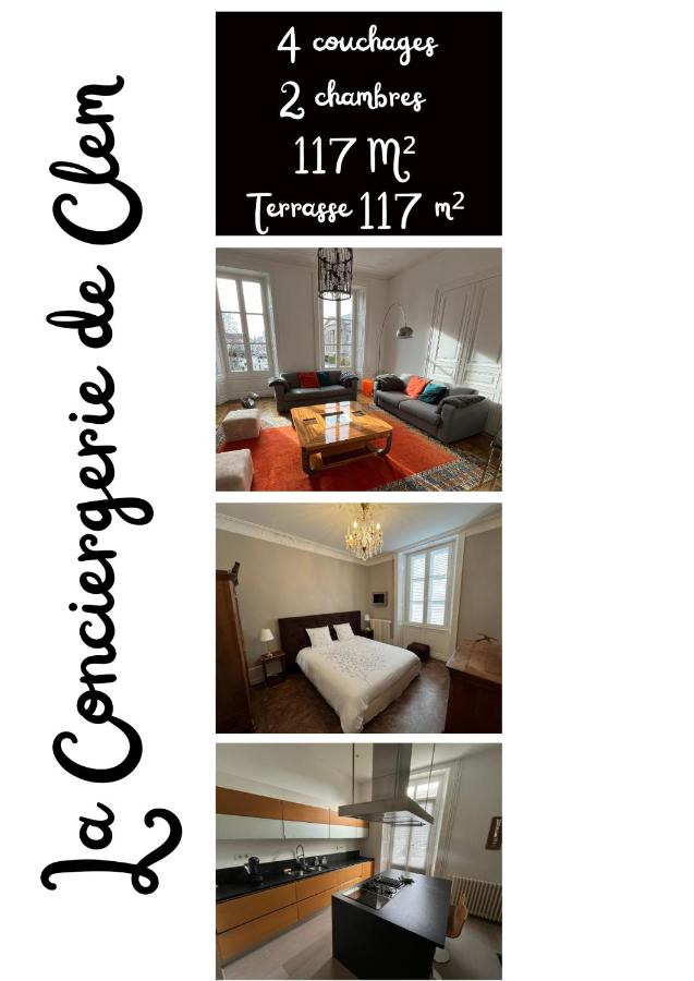 B&B Aurillac - Centre-ville Aurillac 117m2 - Grande terrasse - 2 chambres - 2 grand lits - 1 canapé lit - Bed and Breakfast Aurillac