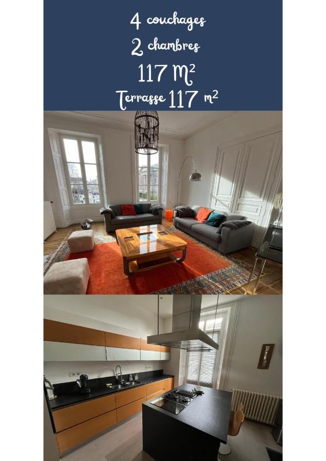 B&B Aurillac - Centre-ville Aurillac 117m2 - Grande terrasse - 2 chambres - 2 grand lits - 1 canapé lit - Bed and Breakfast Aurillac