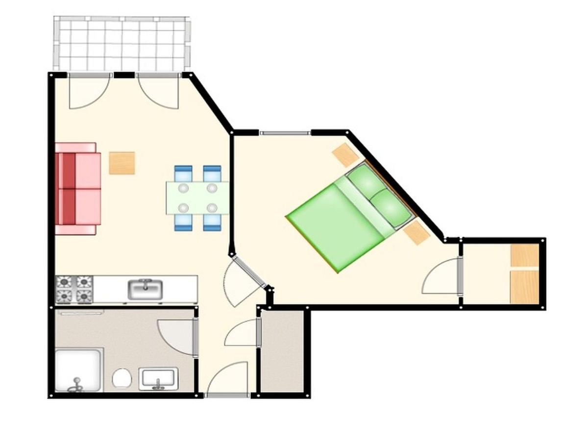 Apartment mit 1 Schlafzimmer und Balkon