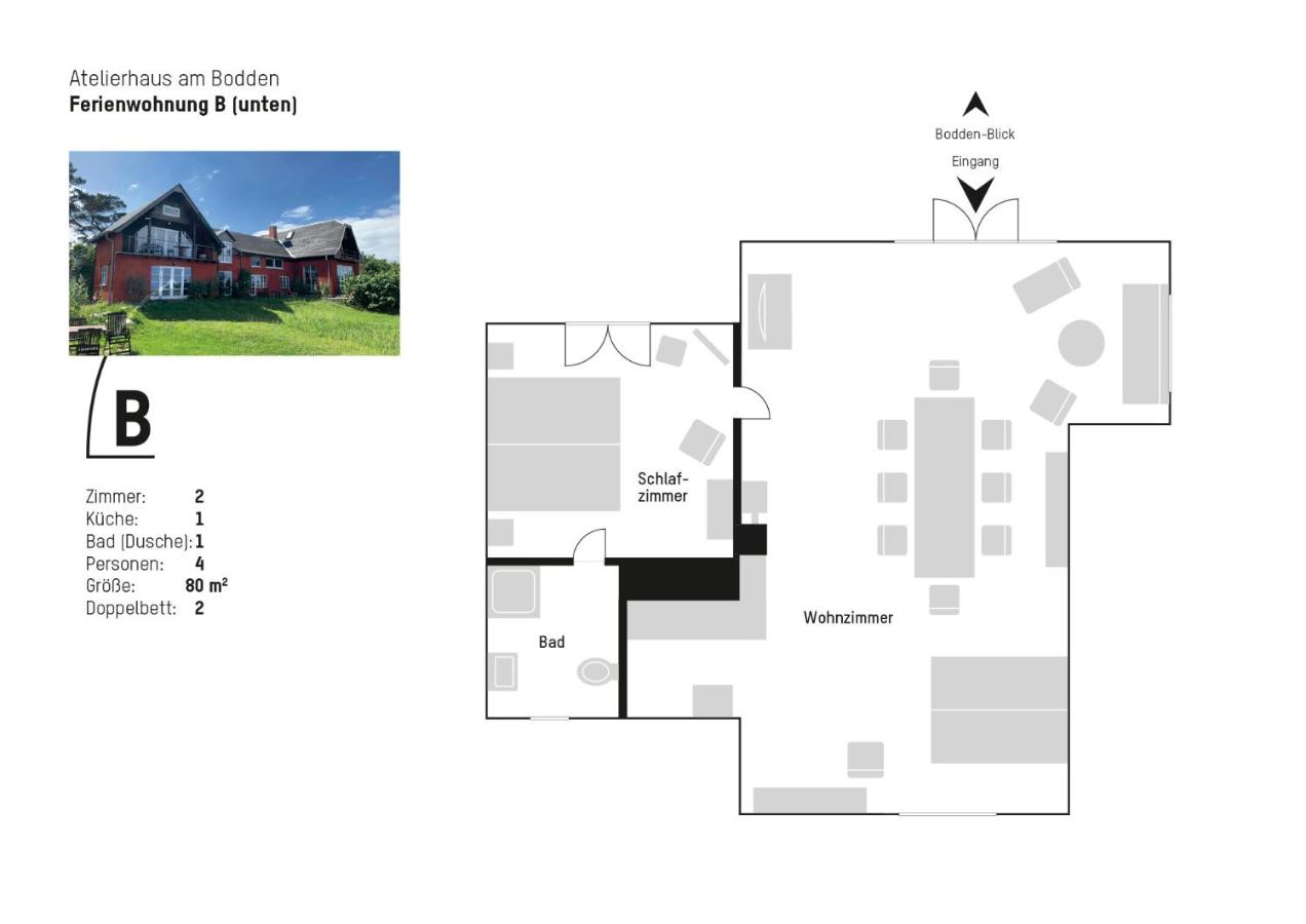 Atelierhaus am Bodden FeWo B unten - B&B Neuenkirchen
