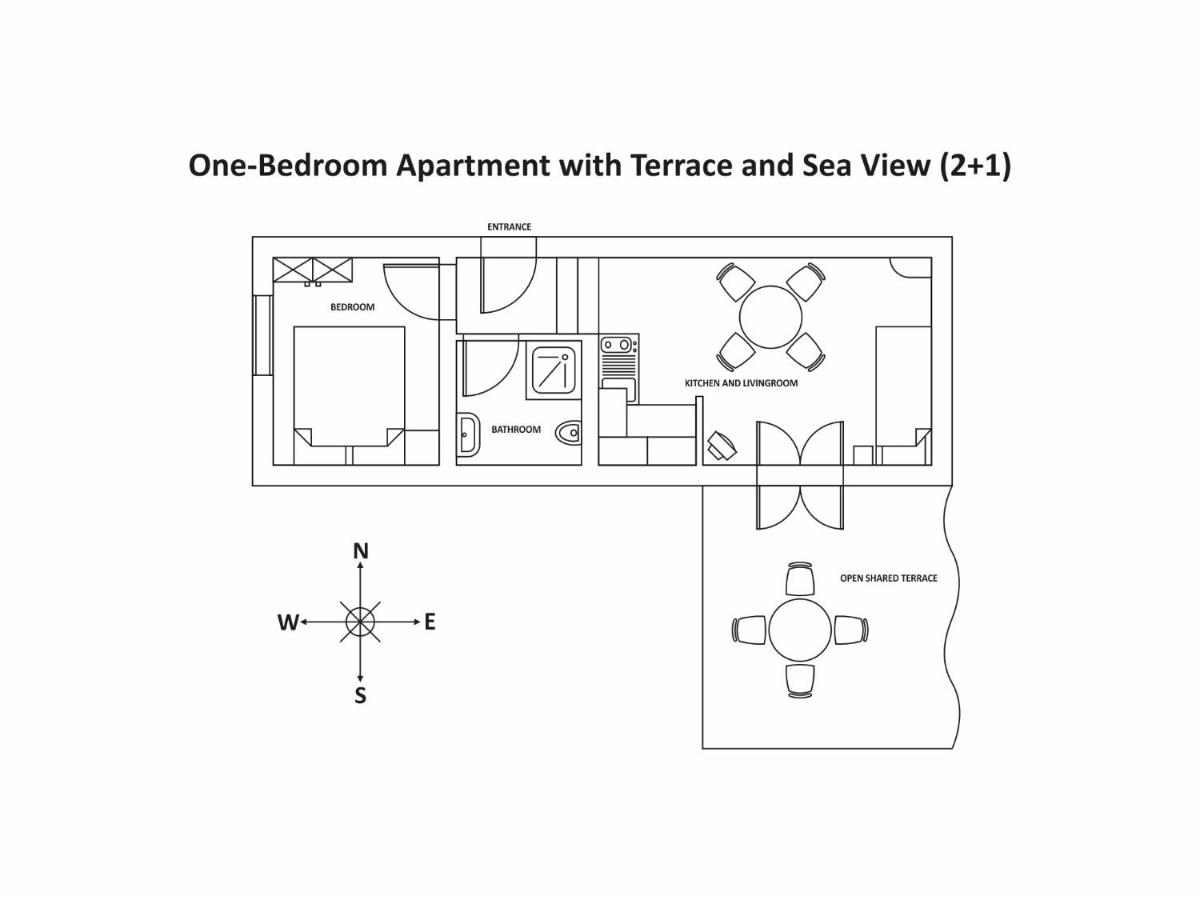 Appartamento con 1 Camera da Letto, Terrazza e Vista Mare (2+1)