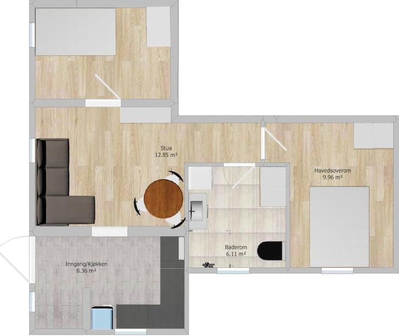Family friendly, Free Parking space, Newly renovated 3 rooms Apartment - Bed and Breakfast