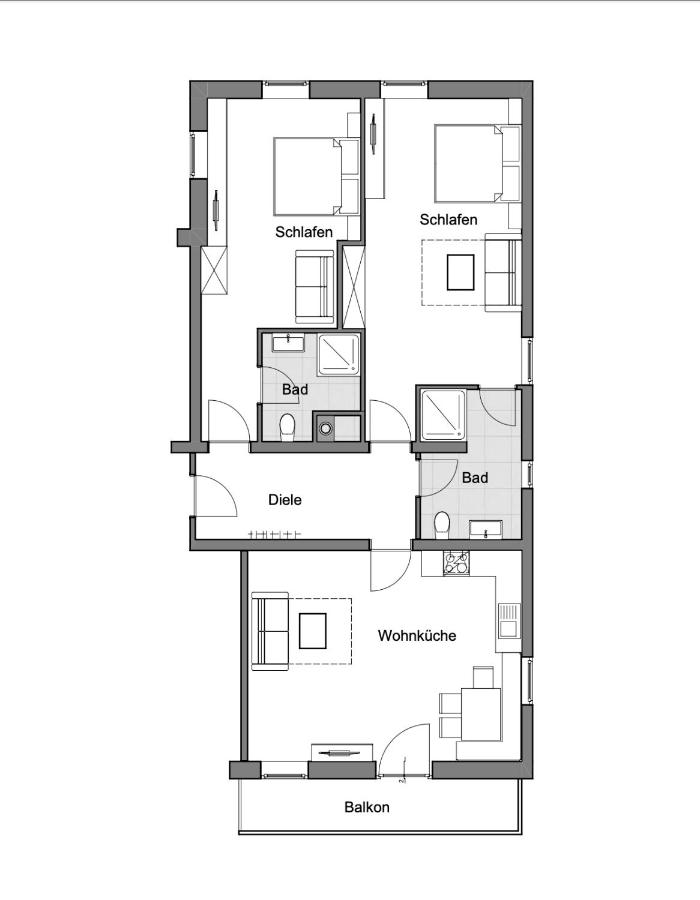 Two-Bedroom Apartment with Balcony