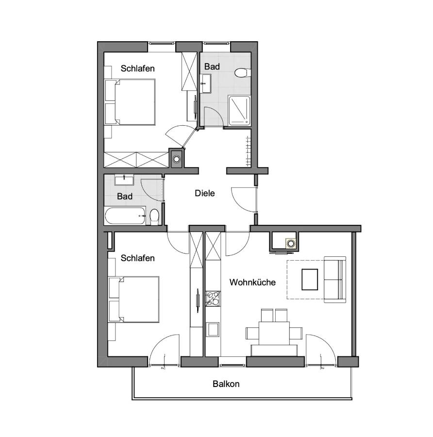 Two-Bedroom Apartment with Balcony