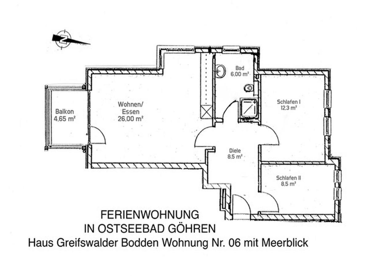Apartment mit 2 Schlafzimmern und Balkon