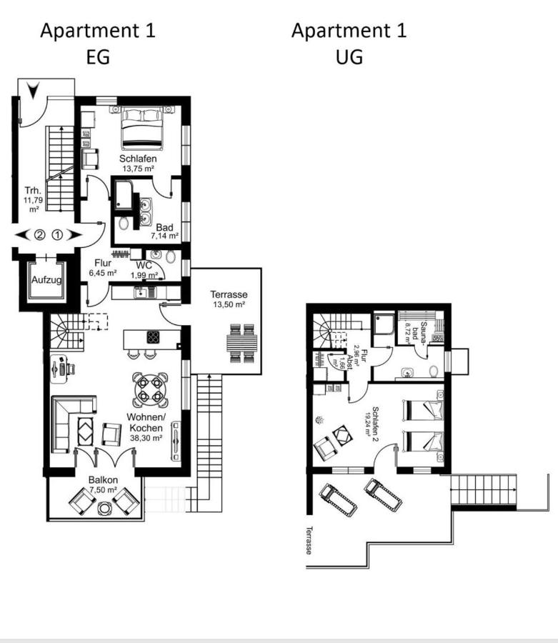 Apartment mit 2 Schlafzimmern