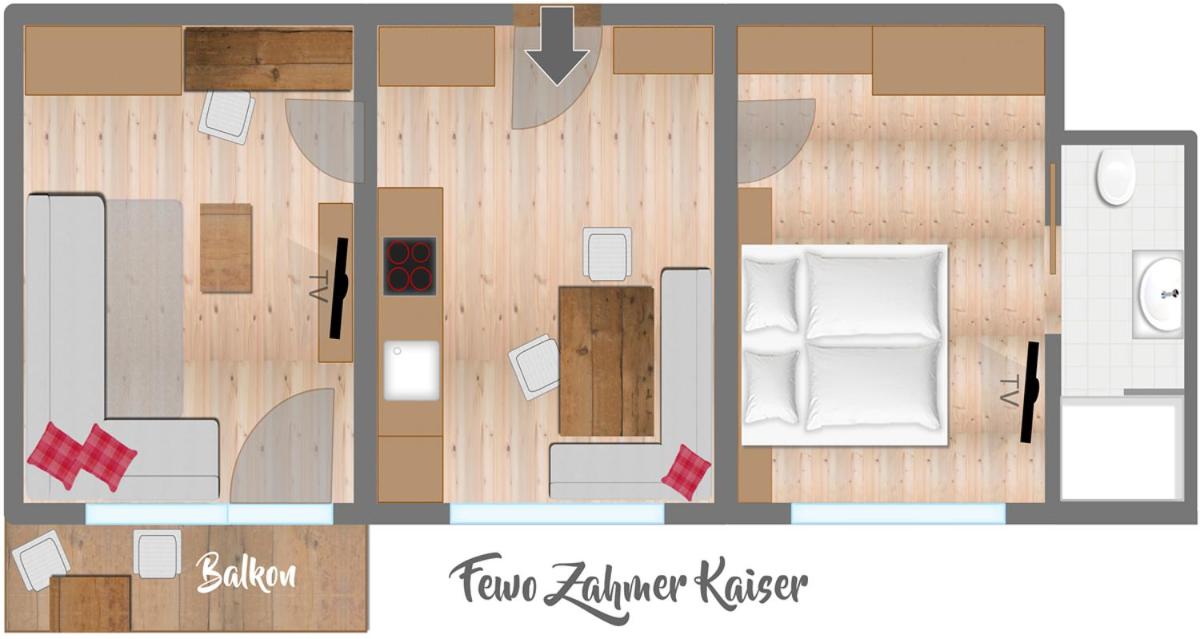 Appartamento con 1 Camera da Letto, Balcone e Vista Montagna