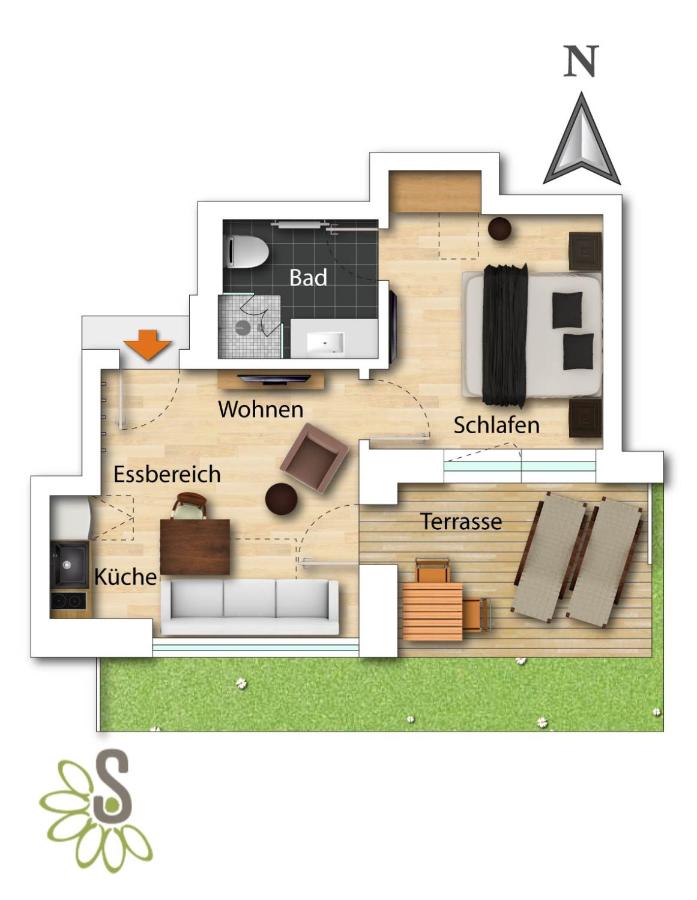Apartment mit 1 Schlafzimmer und Terrasse