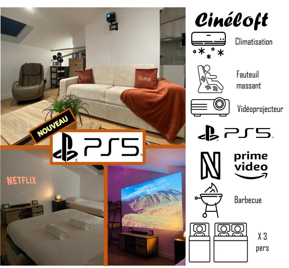 CINELOFT Gare, Cinema, PS5, Air Conditioning, Massage, Netflix, Prime Video - B&B