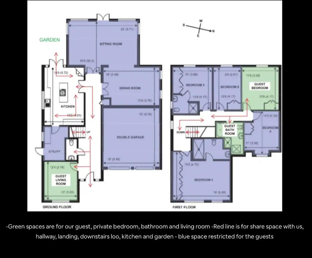 King size room with own bathroom & livingroom in a luxury home, free WiFi, HOMESTAY - Ferienwohnung West Byfleet