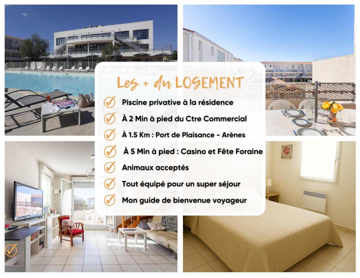 LE BLEU CAMARGUE - T3 EN DUPLEX CLASSÉ 3 ETOILES - CLIM - ARRIVÉE AUTONOME - Piscine privative à la résidence - Parking Gratuit - Wifi FIBRE - Animaux acceptés - Idéale Famille couple télétravail - Ferienwohnung Le Grau-du-Roi