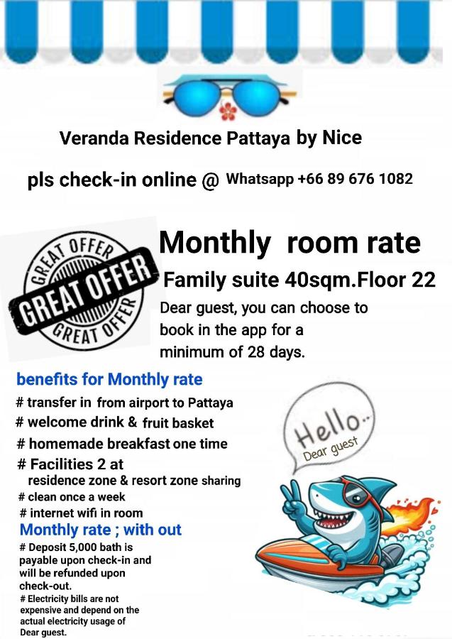 Veranda Residence Pattaya by Nice Nice Monthly rate available now - Bed and Breakfast