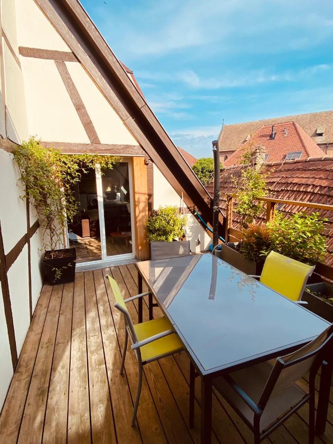 Joli 2 pièces, avec climatisation et grande terrasse, vue sur les toits, zone piétonne - Chambres d'hôtes Haguenau
