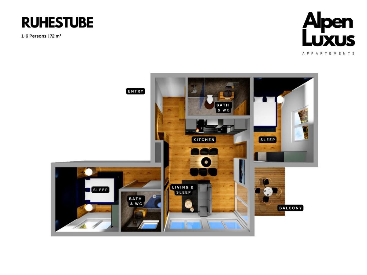 RUHESTUBE - Balcony und Car Park by AlpenLuxus Appartements - B&B