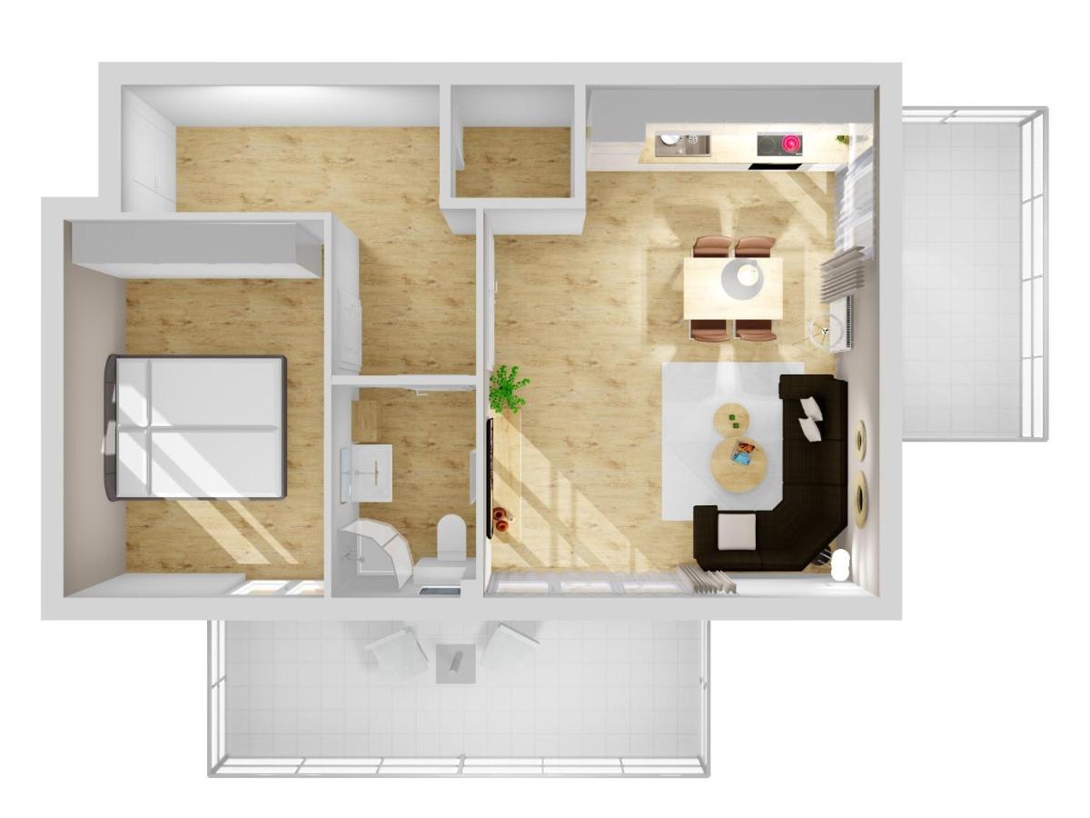 Apartment mit 1 Schlafzimmer und Balkon