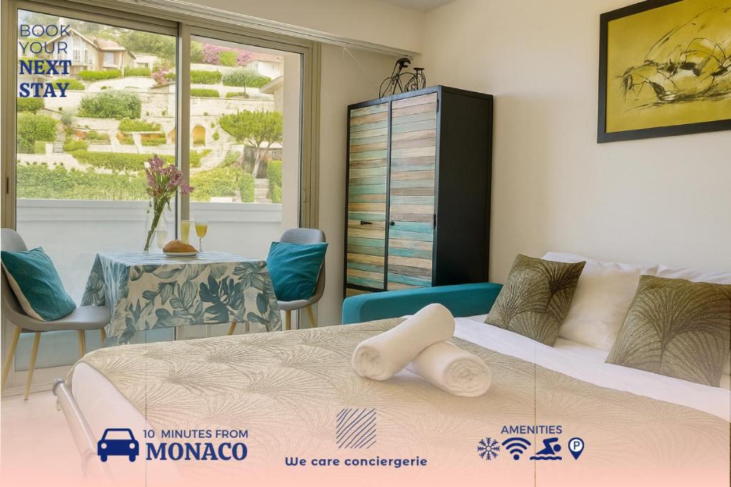 Studio Vue Mer, Piscine, 5 Mn Monaco Et Plages - Chambres d’hôtes Roquebrune-Cap-Martin