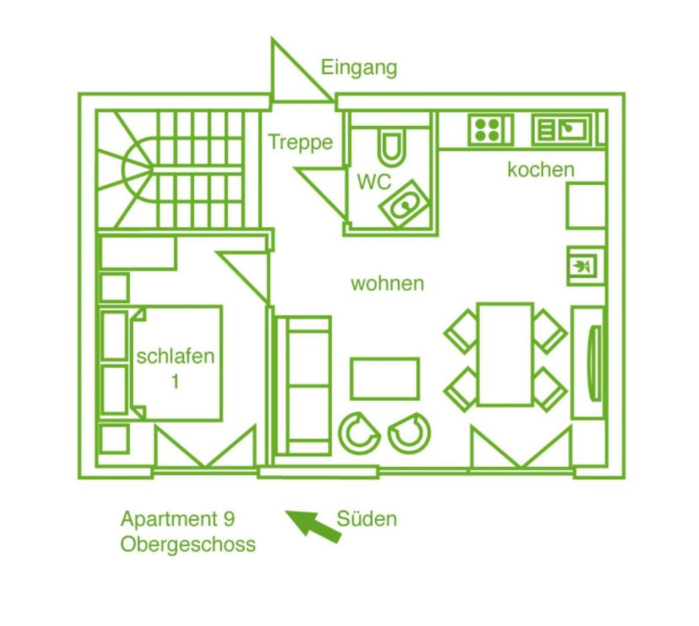 Apartment mit 2 Schlafzimmern und Dusche