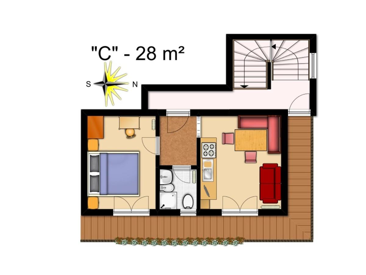 Apartment mit 1 Schlafzimmer und Balkon (2 Erwachsene)