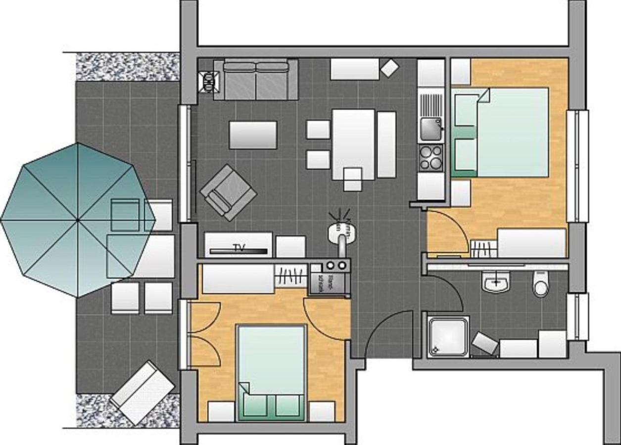 Apartment mit 2 Schlafzimmern und Terrasse