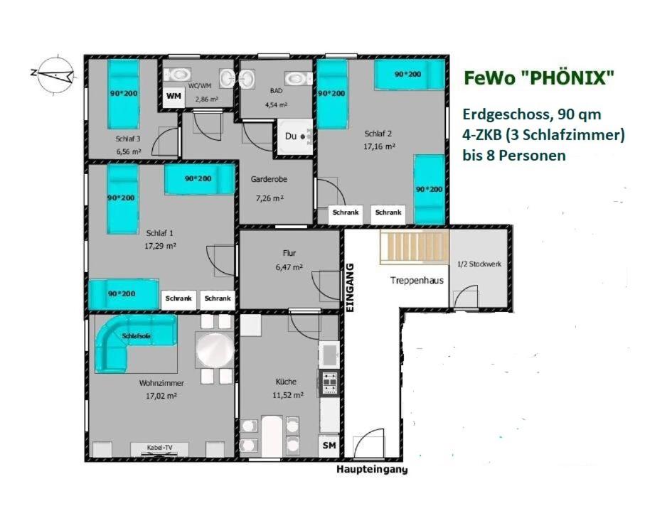"PHÖNIX" mit Garten, bis 8 Personen, 1A Lage! - B&B Hofgeismar