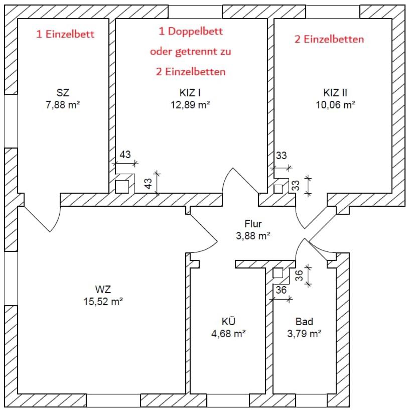 Modernes Apartment mit 3 Schlafräumen nahe Leipzig - B&B Böhlen
