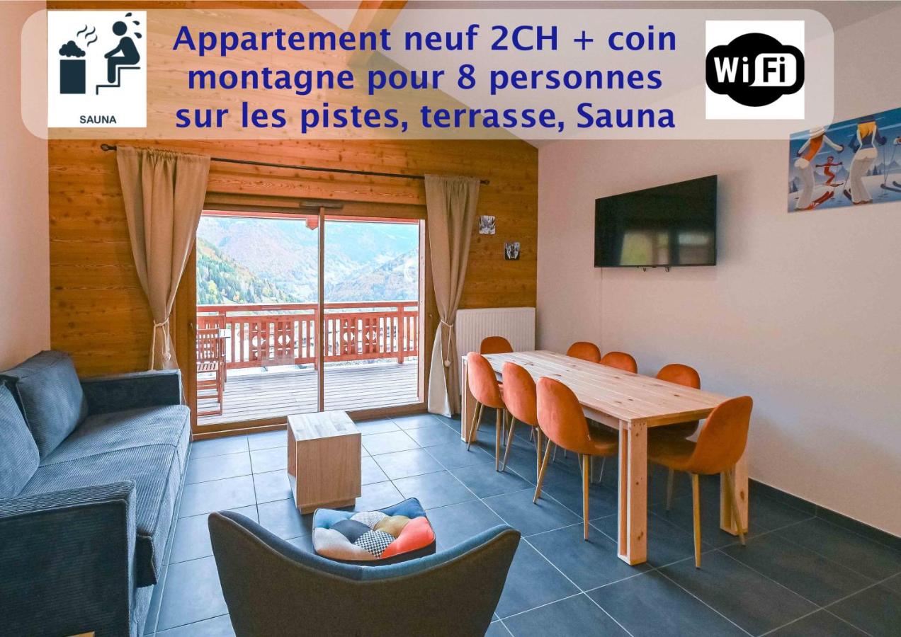 Dans résidence neuve LE SNOW ROC sur les pistes, appartement 8 personnes 2 chambres et coin montagne avec Terrasse WIFI et SAUNA - Chambres d’hôtes Saint-Jean-d'Aulps