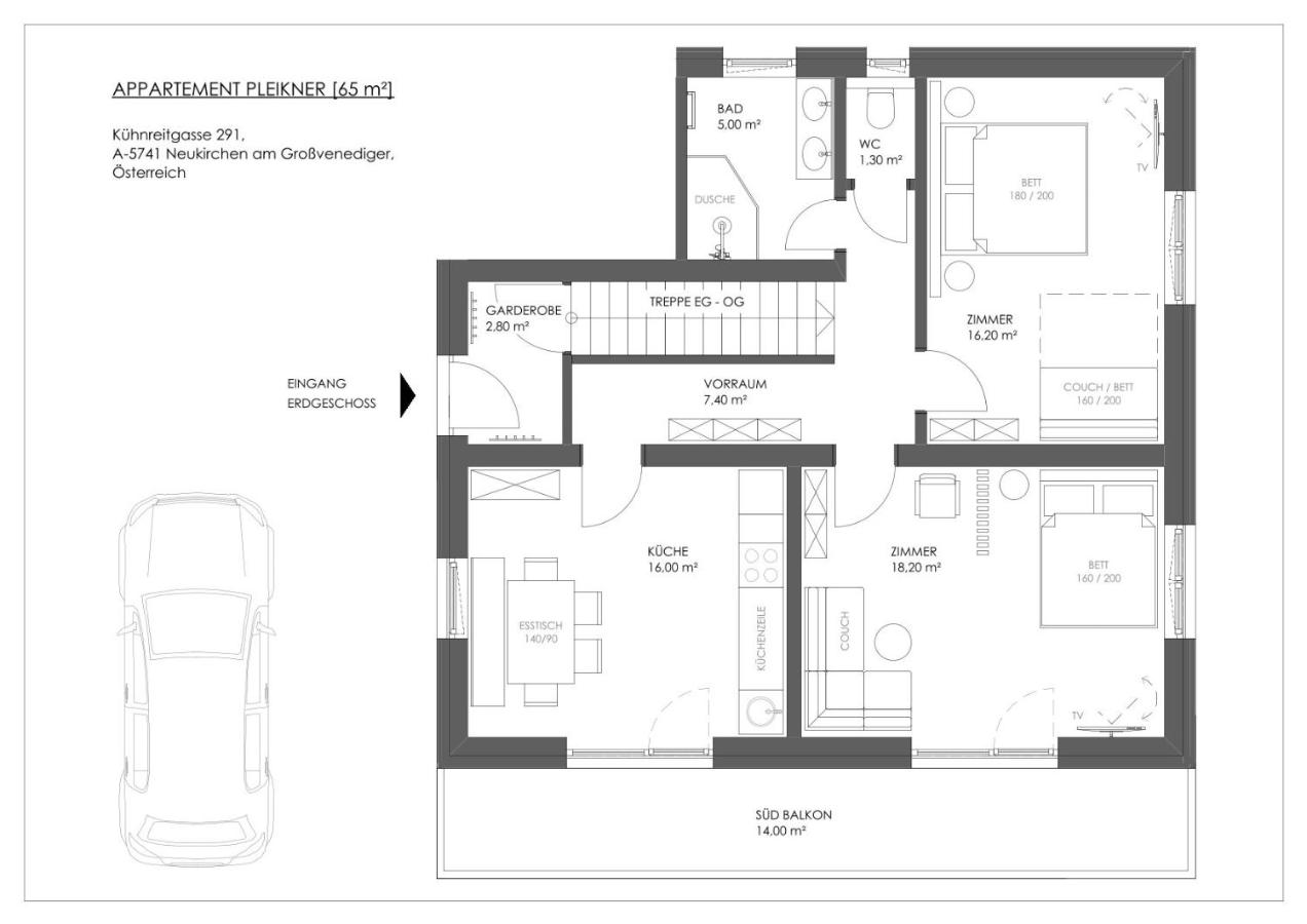Appartement met 2 Slaapkamers en Balkon