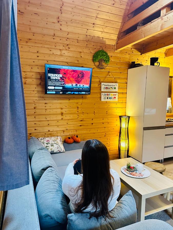 Dolina Bella - ogrzewany domek z balią, sauną i kominkiem w sercu Kaszub - B&B Gołubie