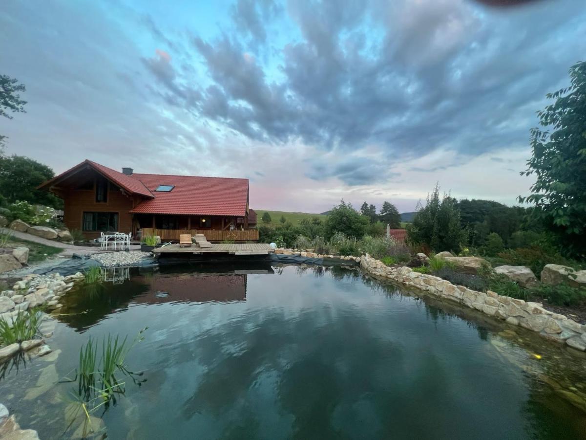 Blockbohlen HolzHaus mit Sauna, Outdoor Jacuzzi und BadeTeich - B&B Gersfeld