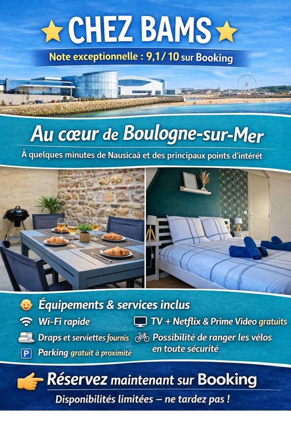 Proche Nausicaa, gare & remparts, spacieuse maison 3 chambres, cour privée, parking gratuit & adaptée aux vélos - B&B Boulogne-sur-Mer
