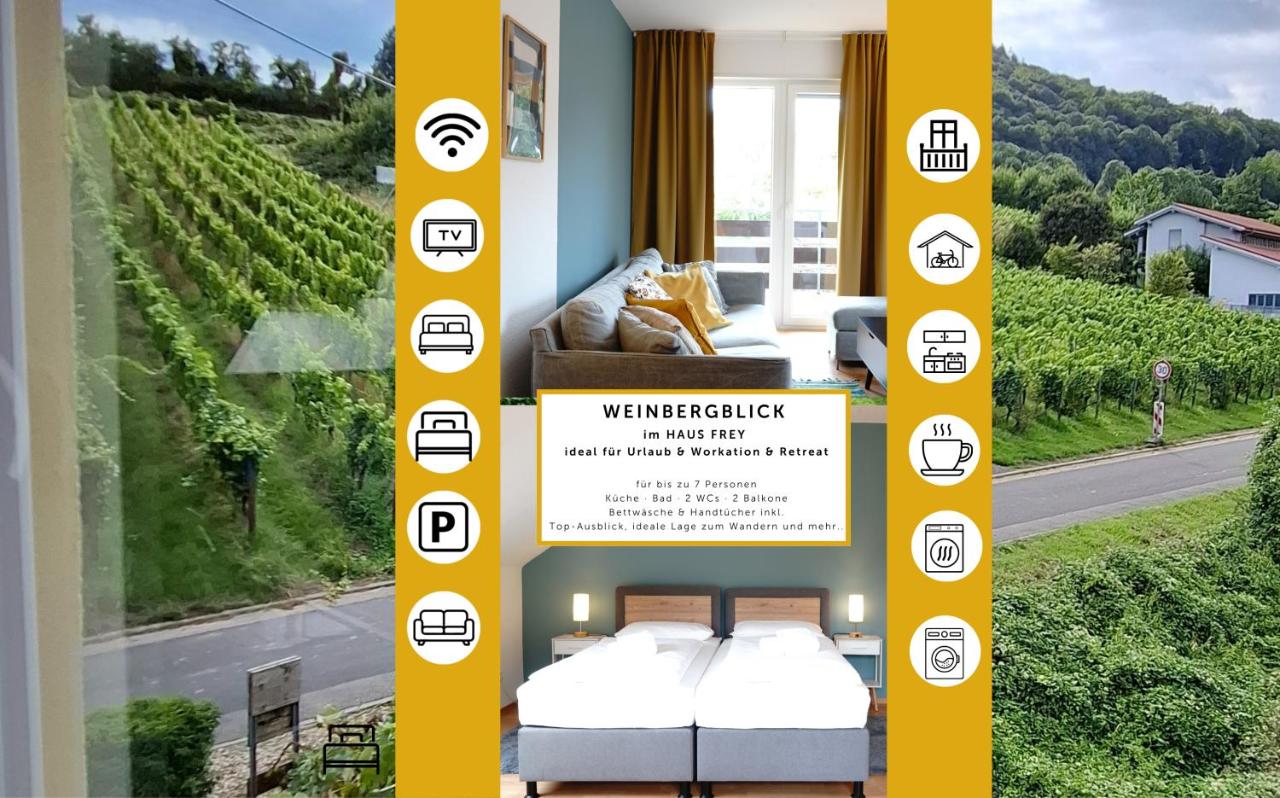 WEINBERGBLICK im Haus FREY - 3 Schlafzimmer ,Küche, 2 Bäder, 2 Balkone, Parkplatz direkt vor der Tür - B&B Leinsweiler