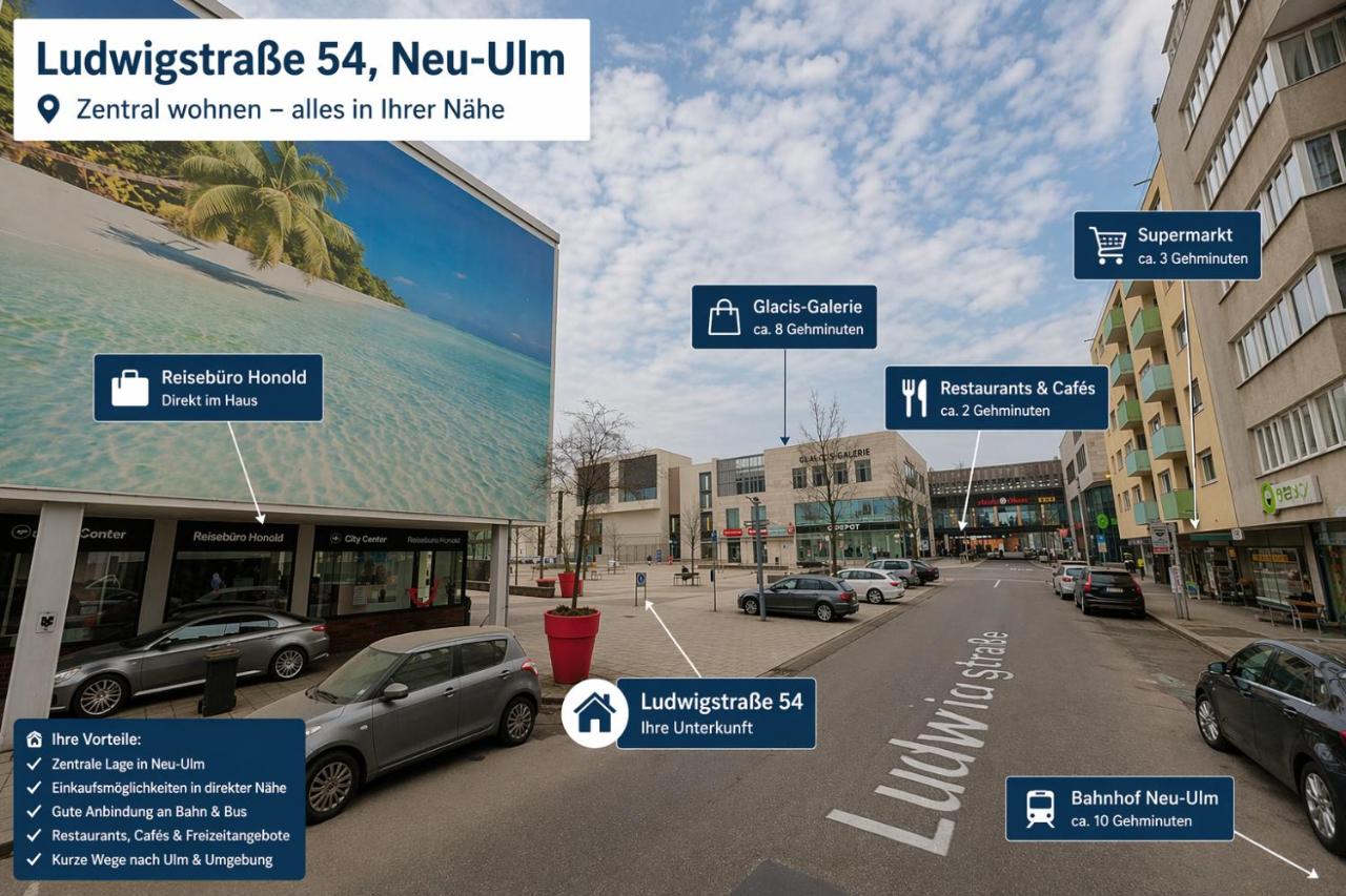 Central Living Neu-Ulm 3-Zimmer Apartment mit Balkon - Chambres d'hôtes Neu-Ulm