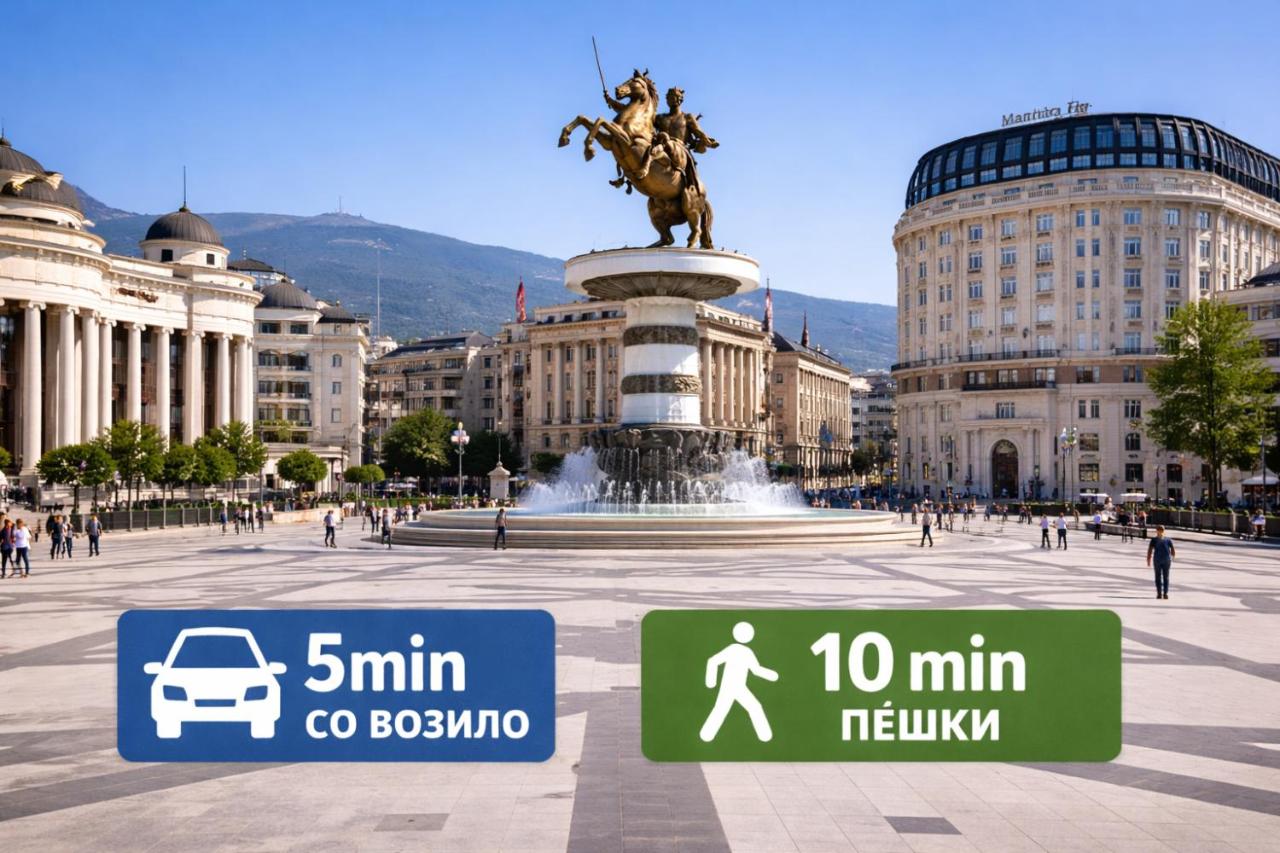 LuxeStay Central Apartment Free Parking Terrace - B&B Skopje