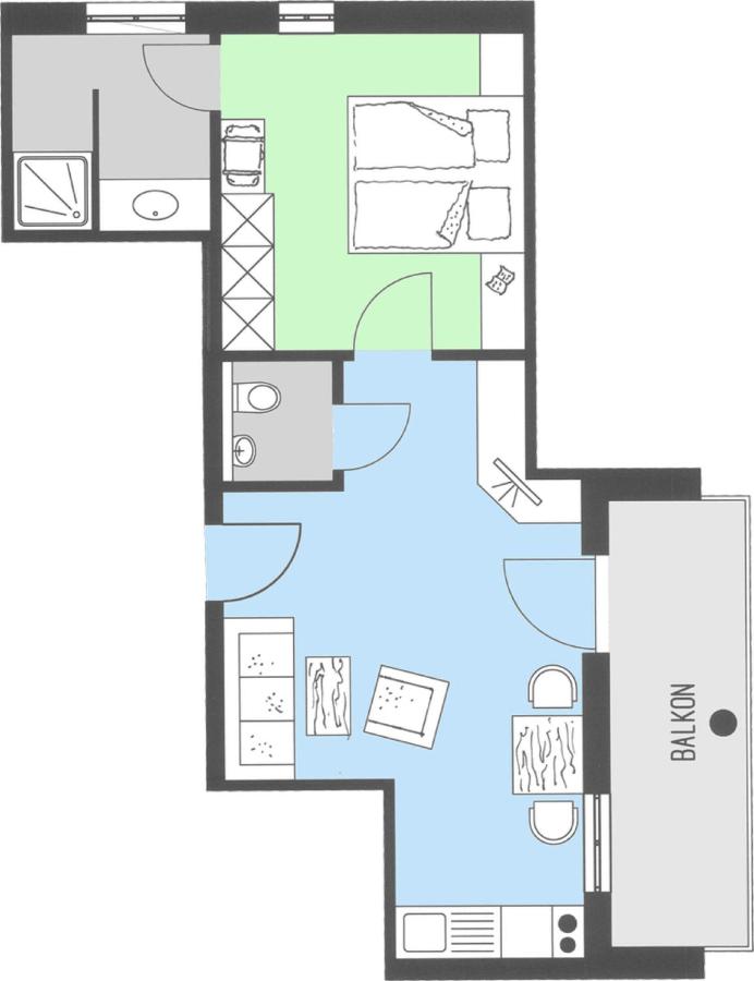 Apartment mit Balkon