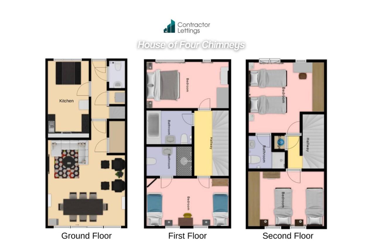 4 Bedrooms w Pool Table House of Four Chimneys - B&B Peterborough