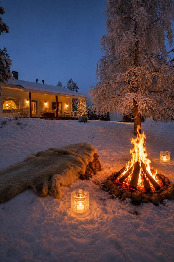 Nordic Villa in Rovaniemi with a Private Sledding Hill, Sauna & Cozy Family Stay - Chambres d'hôtes Rovaniemi