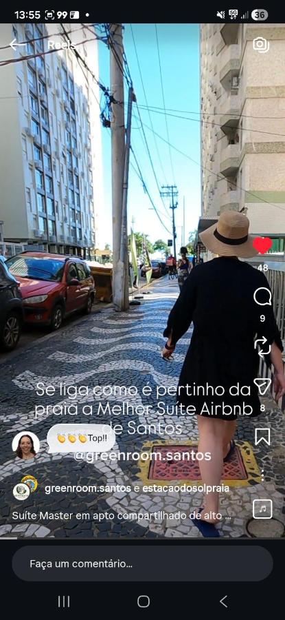 1 Suíte Moderna Meia Quadra da Praia Wifi AC - Bed and Breakfast Santos