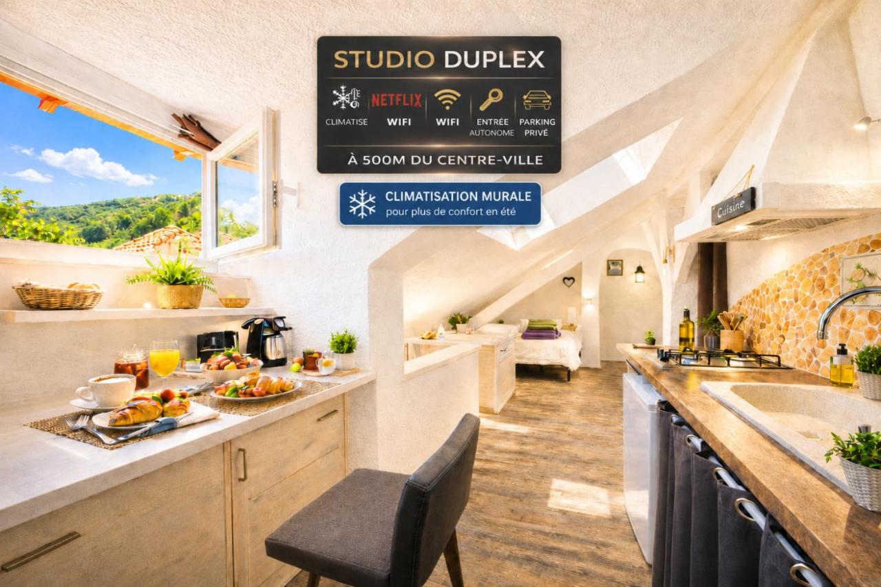 Studio duplex atypique climatisé, parking, lit double, Netflix, 500m centre - B&B Albertville