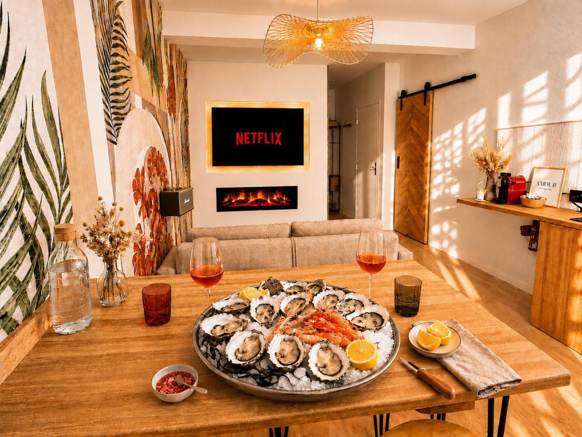 MRODBNB - Appart Neuf - Aperçu Mer - 25m Plage & Resto - Ciné - cheminée - Popcorn - B&B Cancale