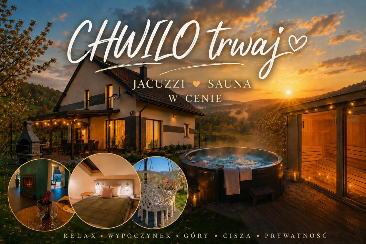 Chwilo Trwaj dom z jacuzzi, sauną i kominkiem z widokiem na góry Korbielów Pilsko - Chambres d'hôtes Korbielów
