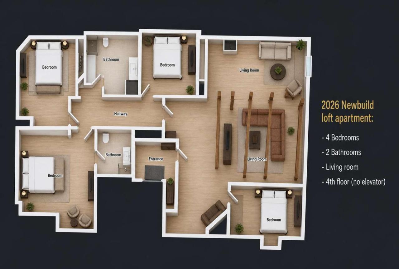 Loft harbour apartment 4BR 2Bath - 2026 newbuilt - SKB17-401 - Chambres d'hôtes Bergen