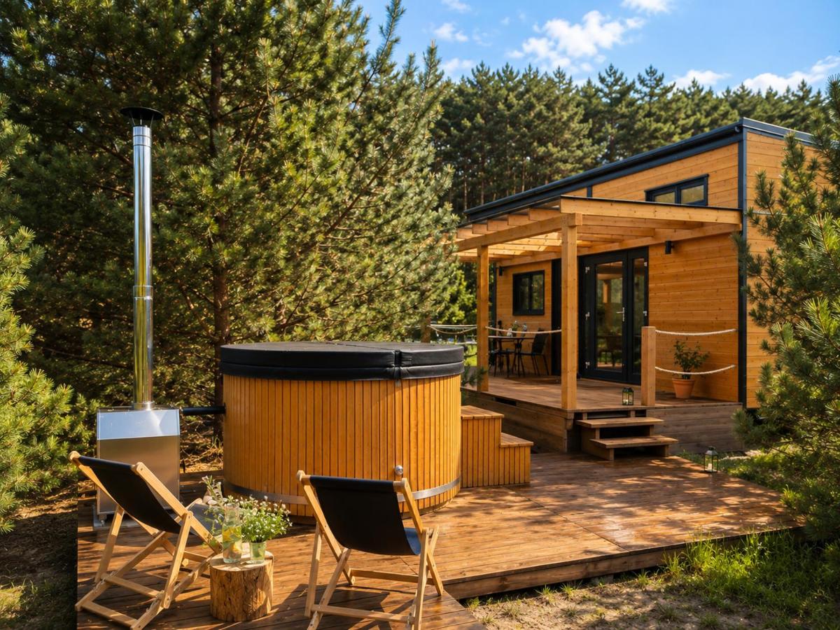 Oaza Święty Spokój - Tiny House z Balią i Jacuzzi przy rzece Narew - Chambres d'hôtes Rogóźno