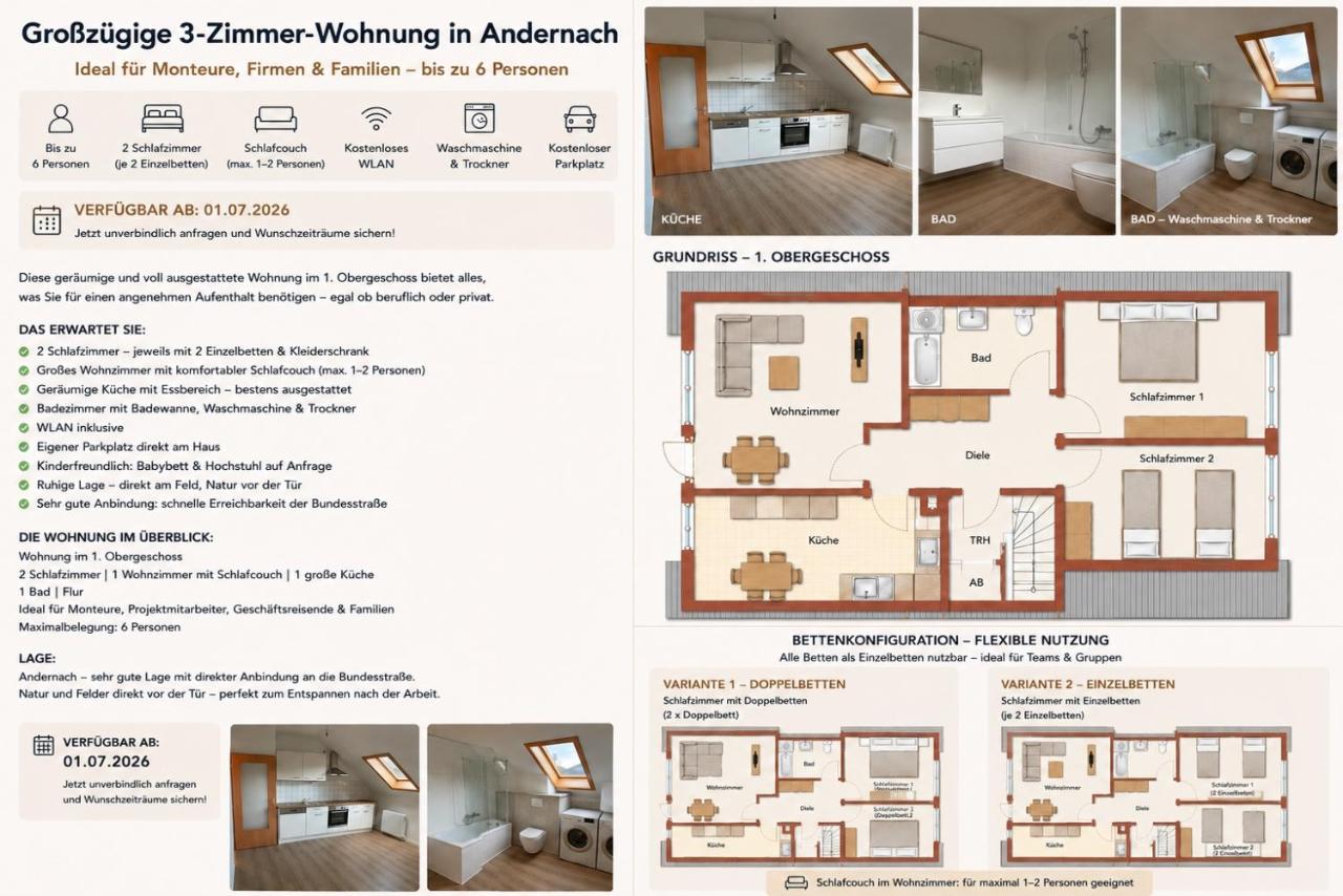 Schwalbennest - Moderne Wohnung in Andernach - Bed and Breakfast Andernach