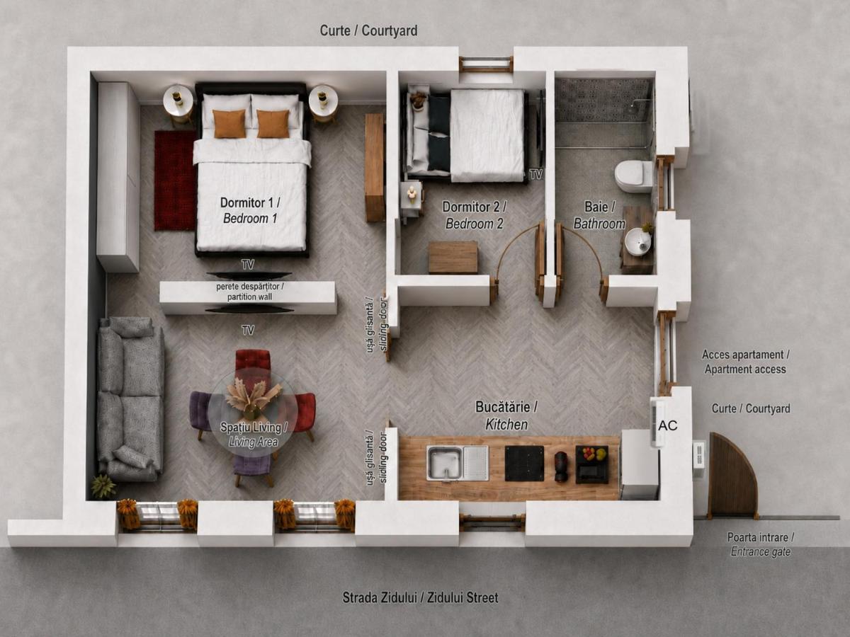 FLH - Wall Street Sibiu Central Apt - Chambres d'hôtes Sibiu