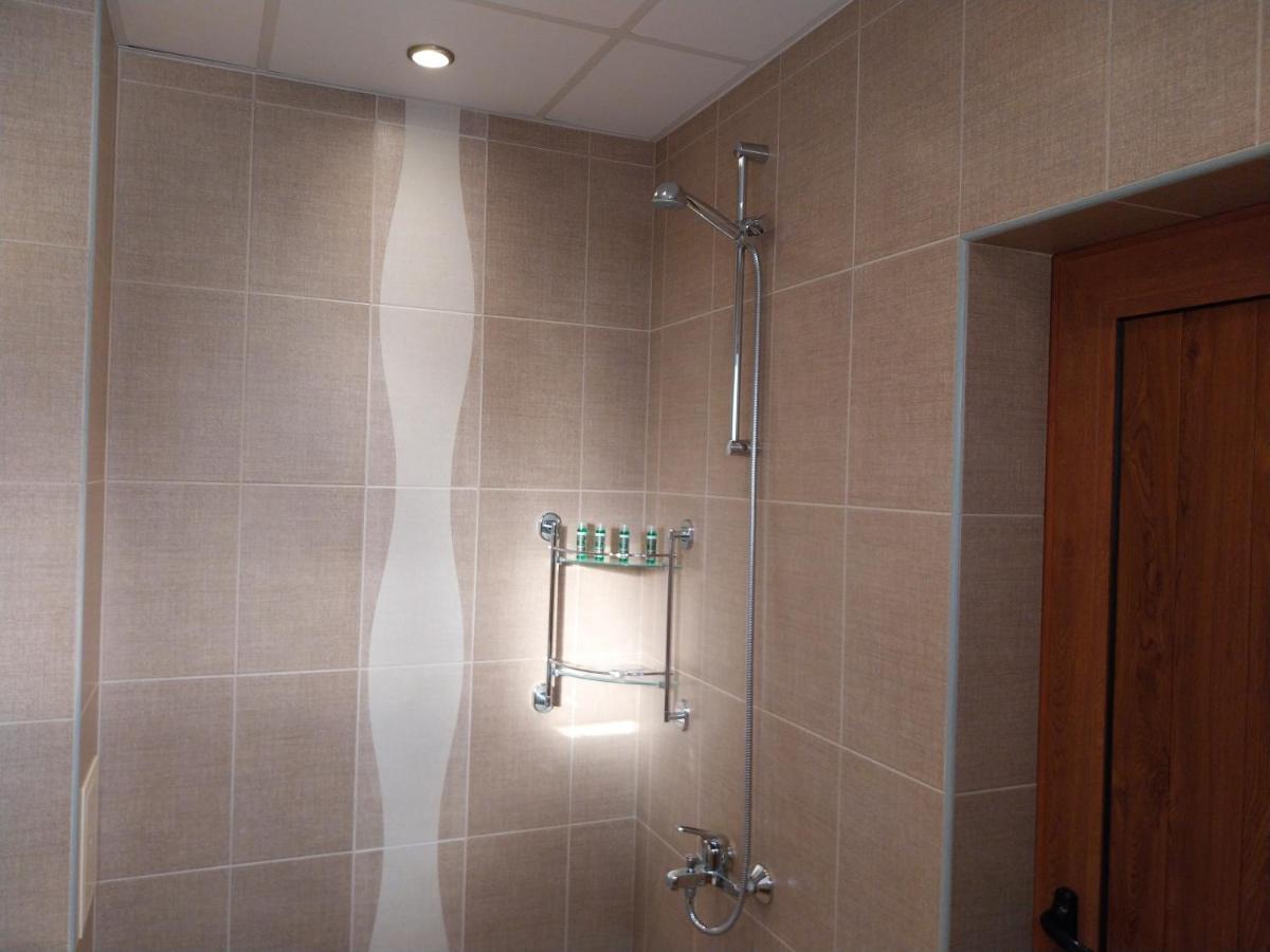 Chrome showerhead with flexible hose is mounted at dog-friendly Apartments in House Silent Nature in Sandanski.