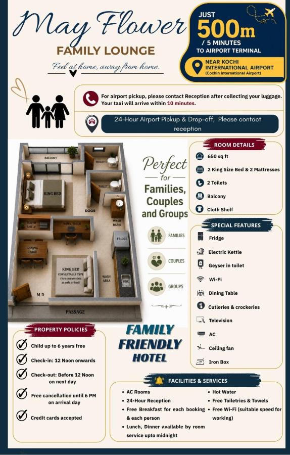 Mayflower Family Lounge -Cochin Airport - Bed and Breakfast Nedumbassery